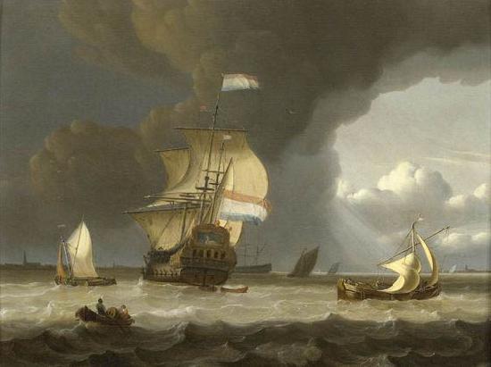 unknow artist Ships at the mouth of the Schelde Sweden oil painting art